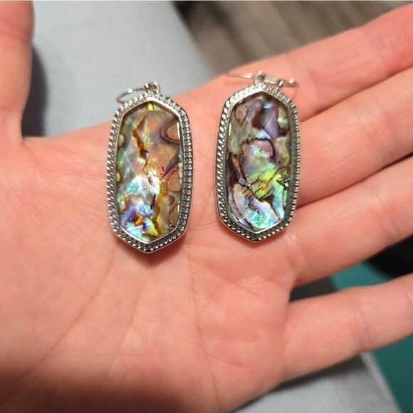 Earrings Iridescent Elongated Silvertone Alloy Fishhook Fashion Jewelry Women - Picture 4 of 8